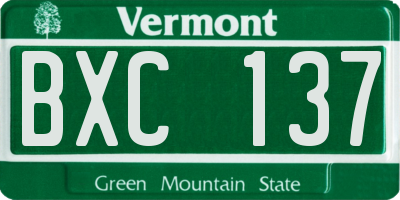 VT license plate BXC137