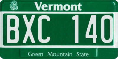 VT license plate BXC140