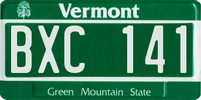 VT license plate BXC141