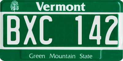 VT license plate BXC142