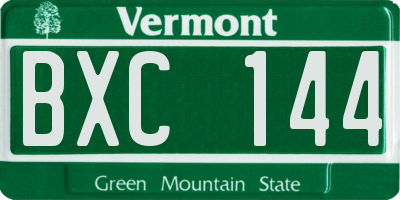 VT license plate BXC144