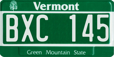 VT license plate BXC145