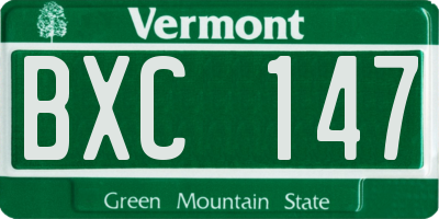 VT license plate BXC147