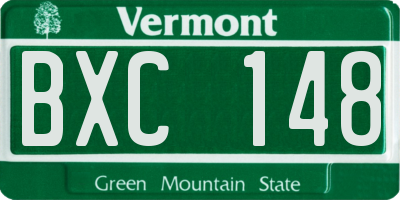 VT license plate BXC148