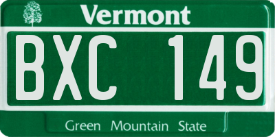 VT license plate BXC149