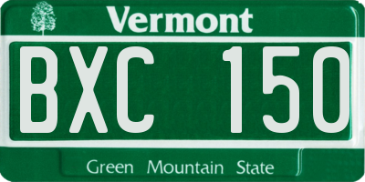 VT license plate BXC150