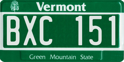 VT license plate BXC151
