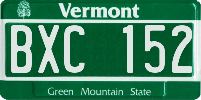 VT license plate BXC152