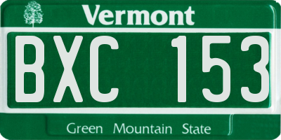 VT license plate BXC153