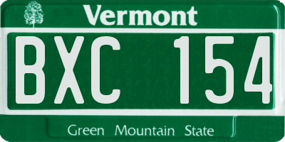 VT license plate BXC154