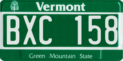 VT license plate BXC158