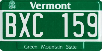 VT license plate BXC159