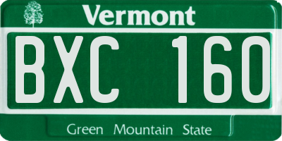 VT license plate BXC160