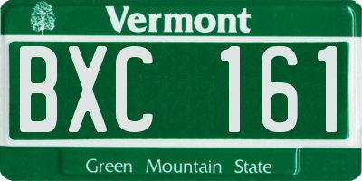 VT license plate BXC161