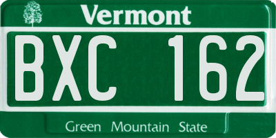 VT license plate BXC162