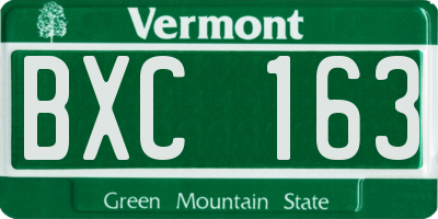 VT license plate BXC163