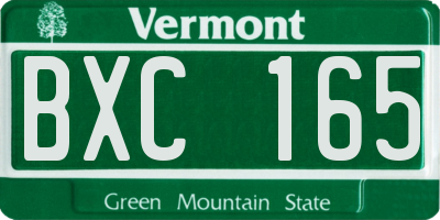VT license plate BXC165
