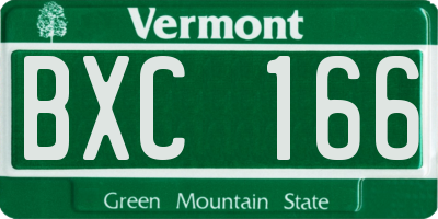VT license plate BXC166