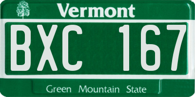 VT license plate BXC167