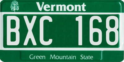 VT license plate BXC168