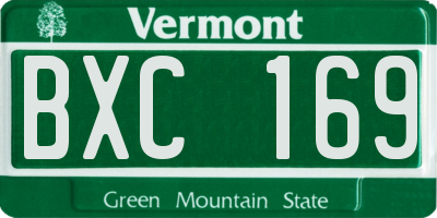 VT license plate BXC169
