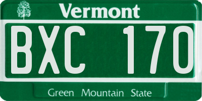 VT license plate BXC170