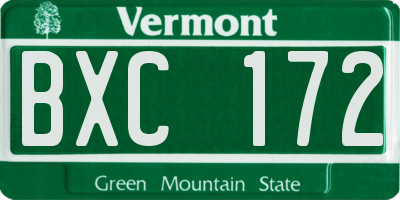 VT license plate BXC172