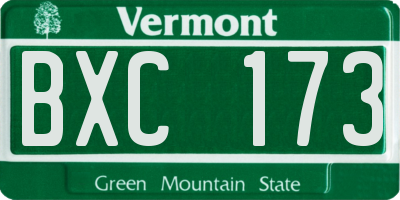 VT license plate BXC173