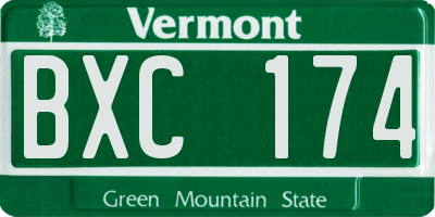 VT license plate BXC174