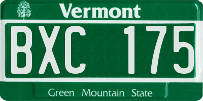 VT license plate BXC175