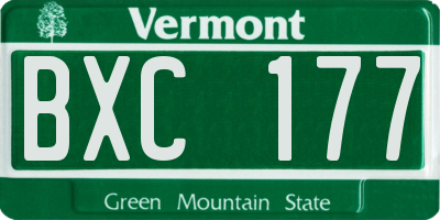 VT license plate BXC177