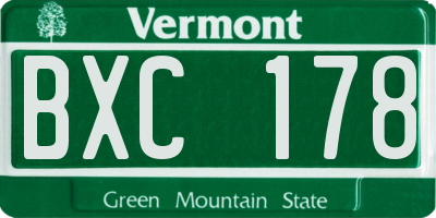 VT license plate BXC178