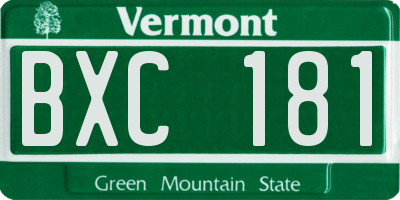 VT license plate BXC181