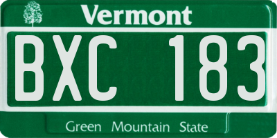 VT license plate BXC183