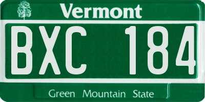 VT license plate BXC184