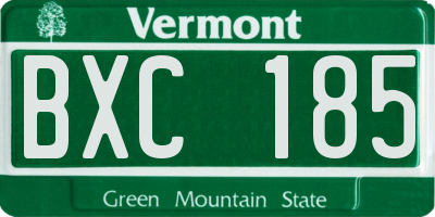 VT license plate BXC185
