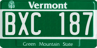 VT license plate BXC187