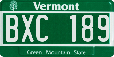 VT license plate BXC189