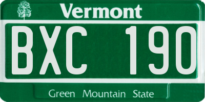 VT license plate BXC190