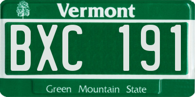 VT license plate BXC191