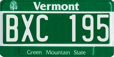 VT license plate BXC195