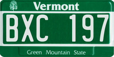 VT license plate BXC197