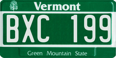 VT license plate BXC199