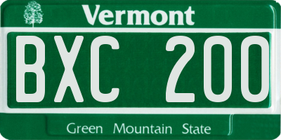 VT license plate BXC200