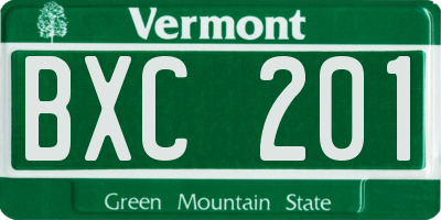 VT license plate BXC201