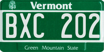 VT license plate BXC202