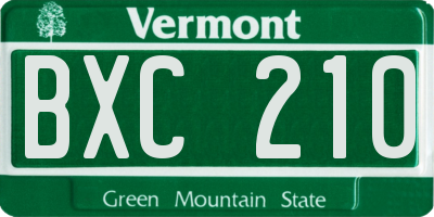 VT license plate BXC210