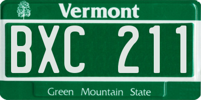 VT license plate BXC211