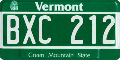 VT license plate BXC212