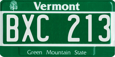 VT license plate BXC213